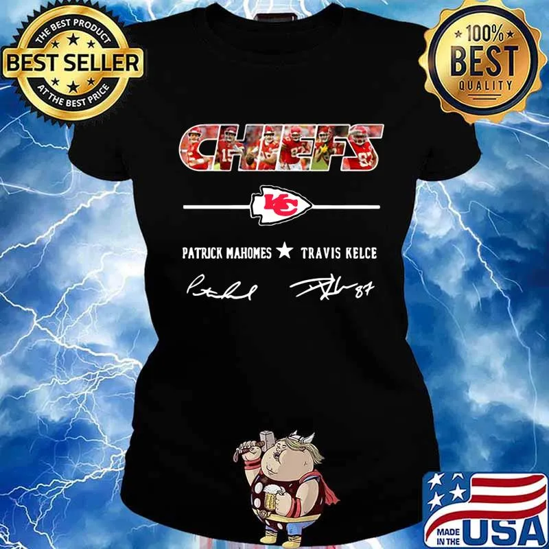 Kansas city chiefs patrick mahomes travis kelce signatures s Ladies tee