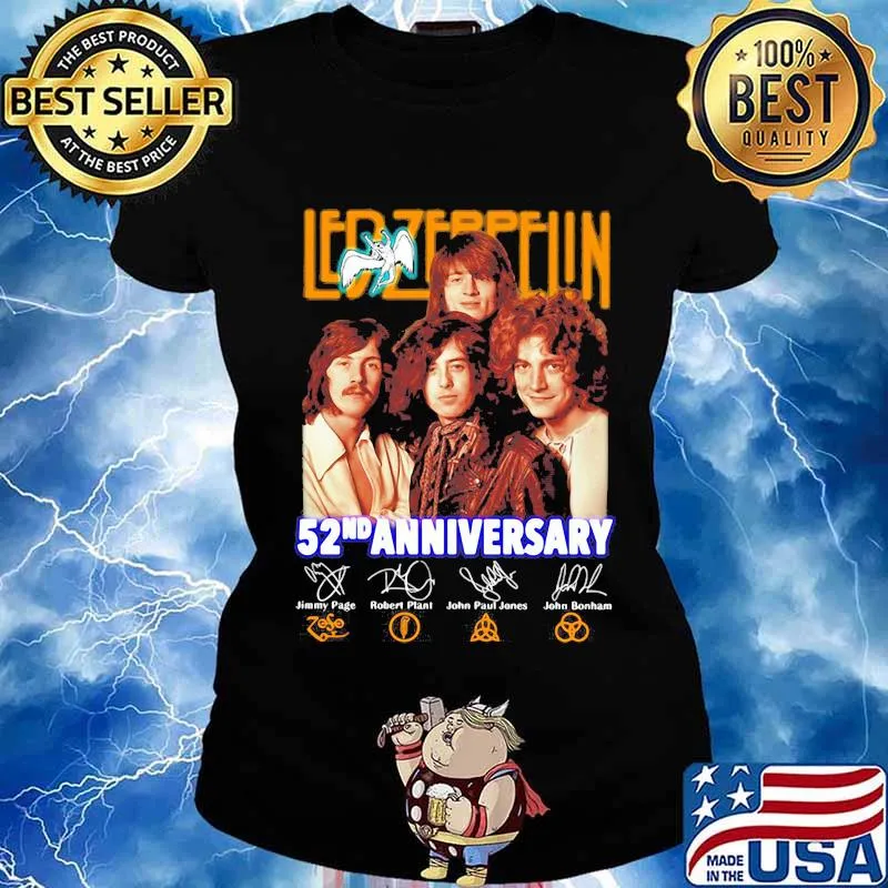 Led zeppelin band 52nd anniversary members signatures s Ladies tee