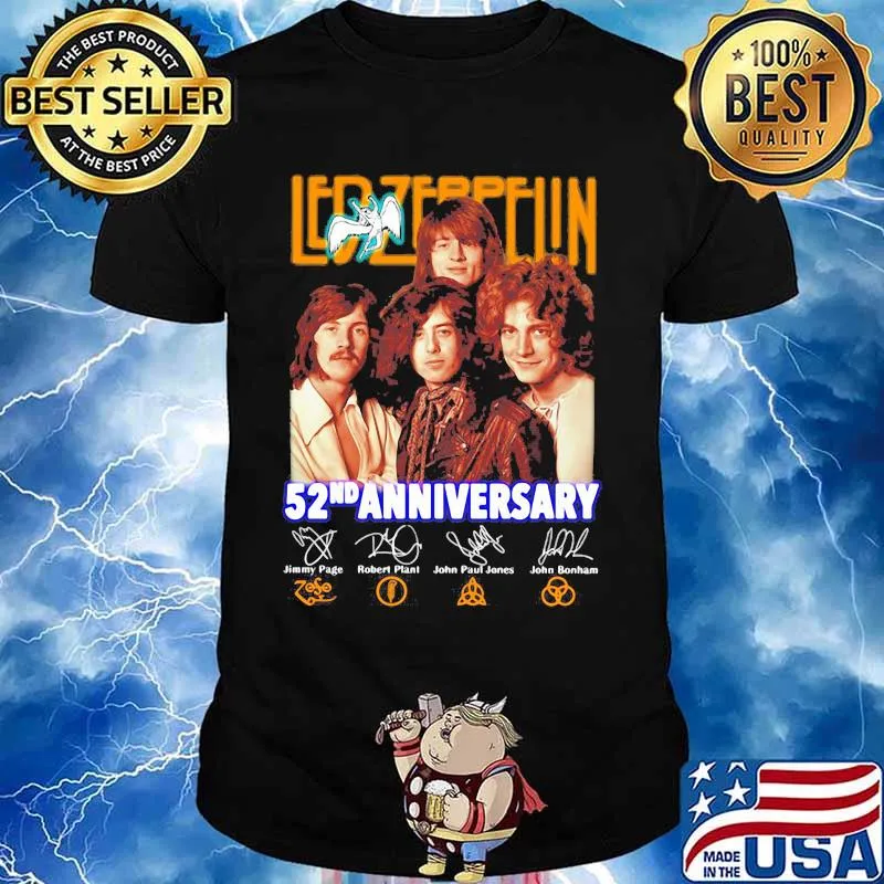 Led zeppelin band 52nd anniversary members signatures shirt