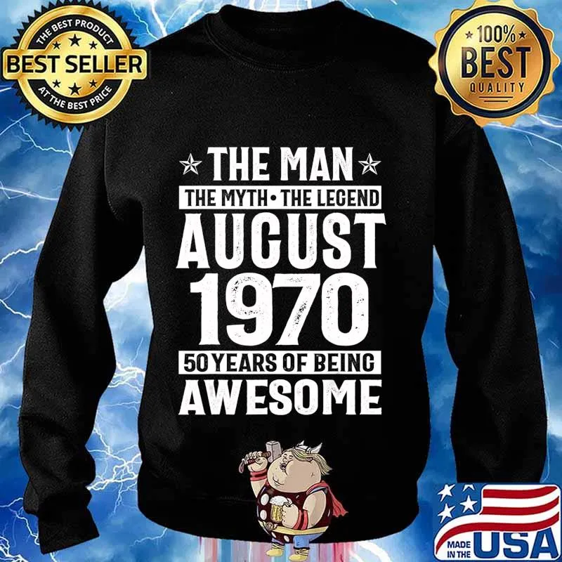 Legends Were Born In August 1970 50th Birthday Gift T-Shirt Sweater