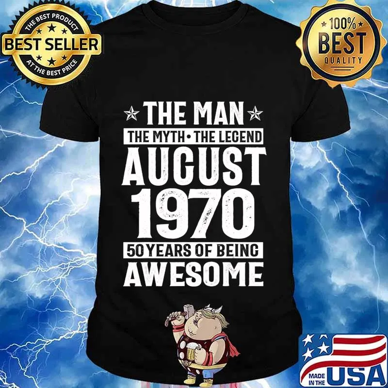Legends Were Born In August 1970 50th Birthday Gift T-Shirt