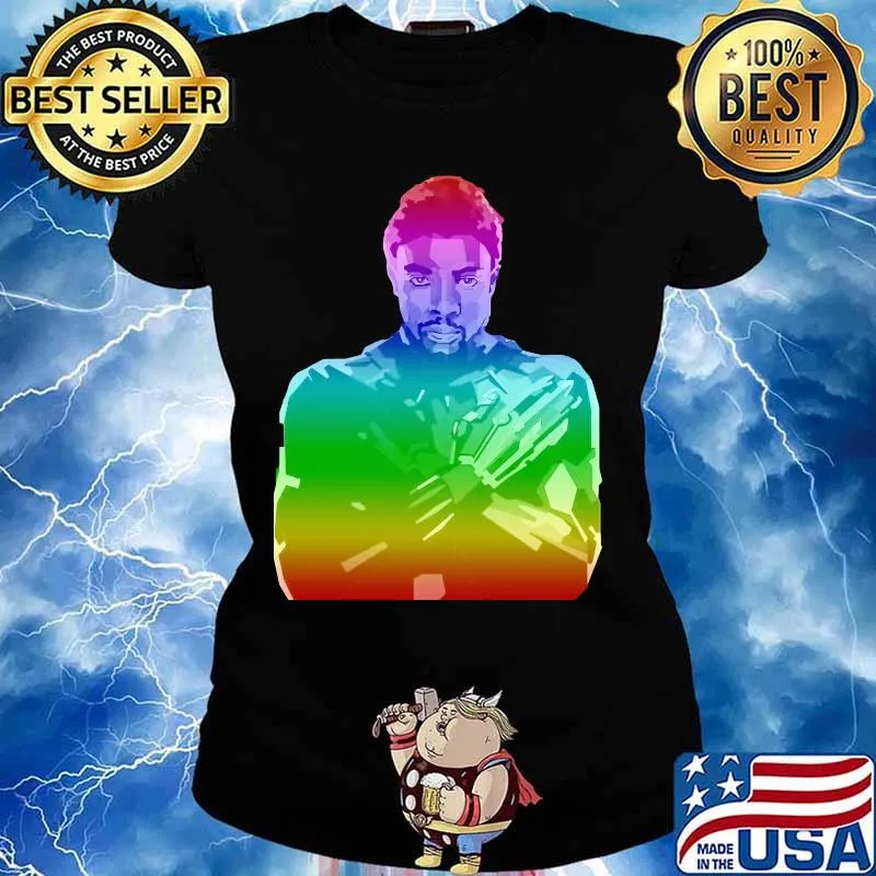 Lgbt rainbow marvel heroes black panther chadwick s Ladies tee