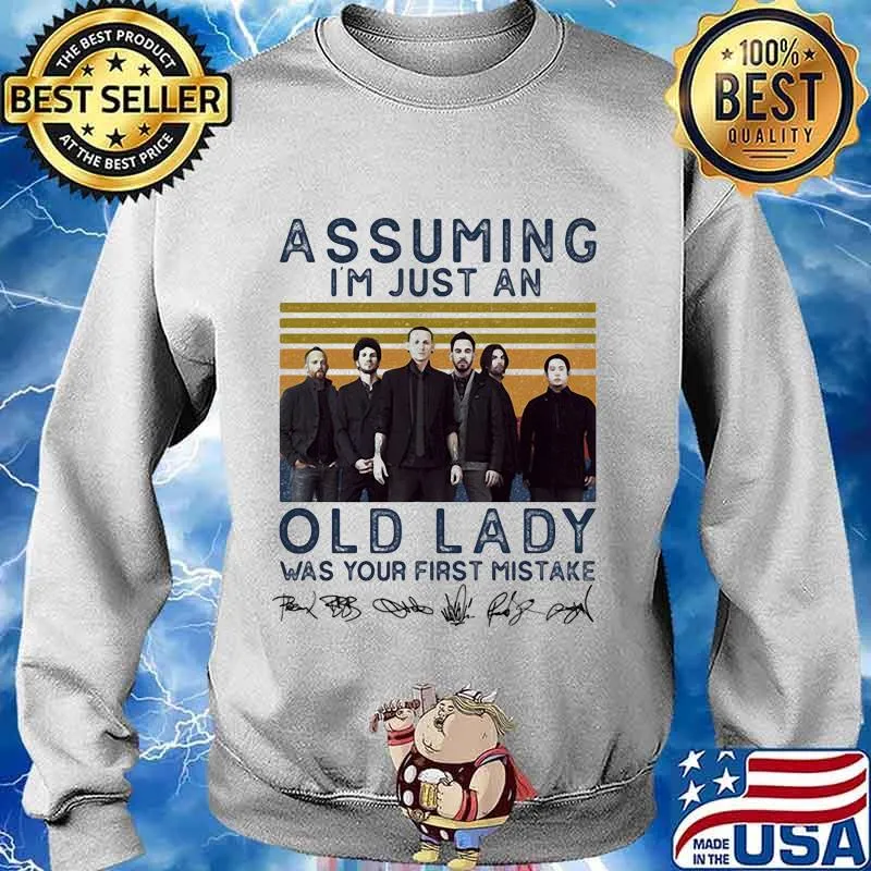 Linkin park assuming i'm just an old lady was your first mistake signatures vintage retro s Sweater