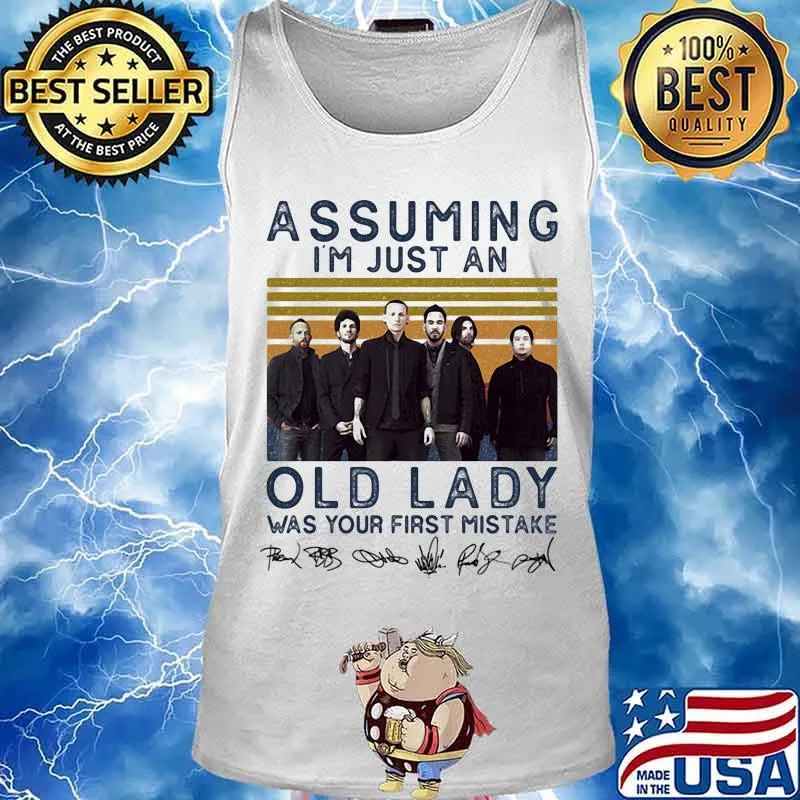 Linkin park assuming i'm just an old lady was your first mistake signatures vintage retro s Tank top