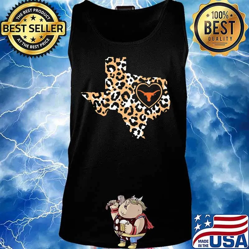 Longhorn texas map leopard heart logo s Tank top