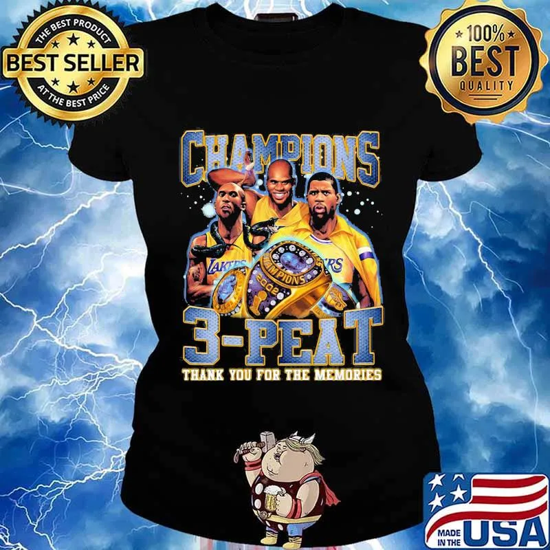 Los angeles lakers champions 3 peat thank you for the memories s Ladies tee