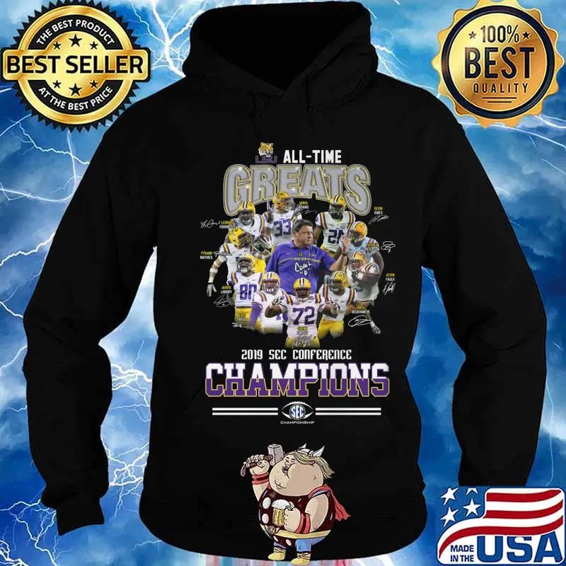 Lsu tigers all time great 2019 sec conference champions signatures s Hoodie