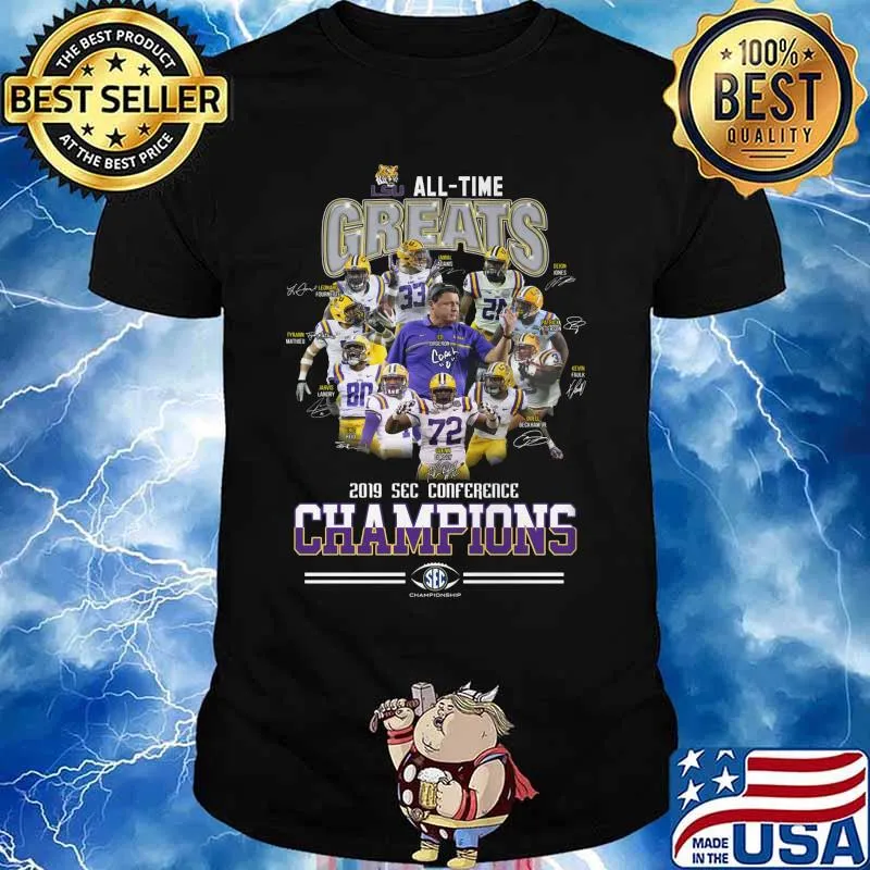 Lsu tigers all time great 2019 sec conference champions signatures shirt