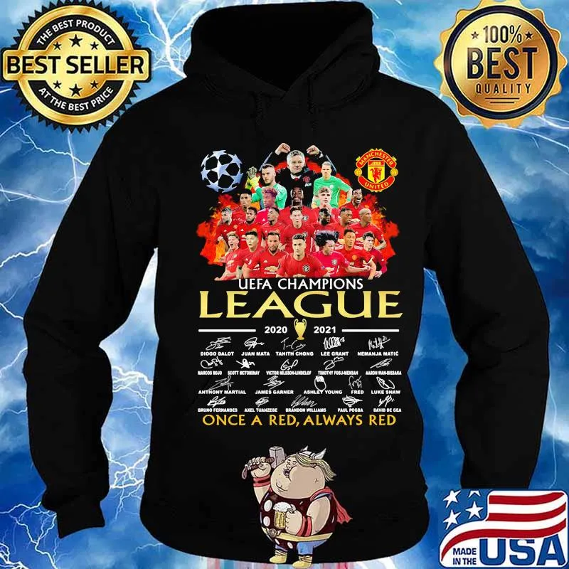 Manchester united uefa champions league 2020 2021 once a red always red signatures s Hoodie