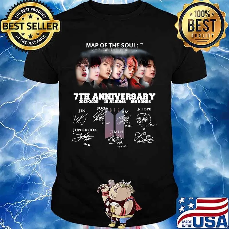 Map of the soul 7th anniversary 2013 2020 18 albums 199 songs signatures shirt