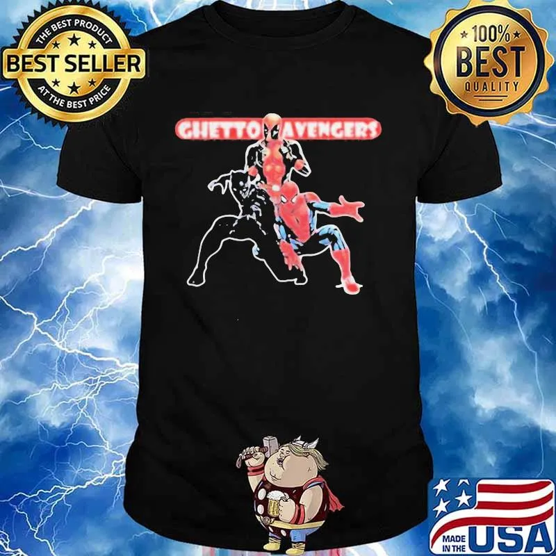 Marvel heroes black panther deadpool and spiderman ghetto avengers shirt