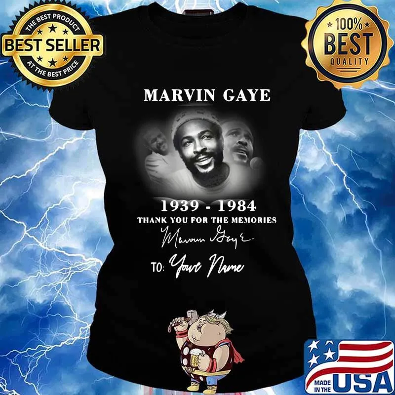 Marvin gaye 1939 1984 thank you for the memories to your name signature s Ladies tee