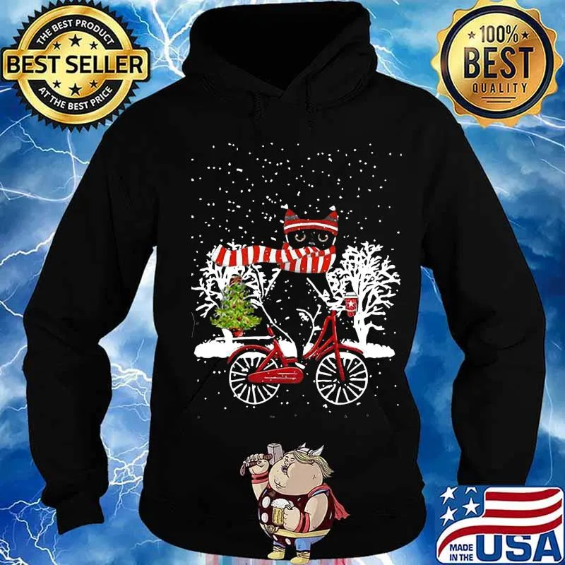 Merry christmas cat riding bicycles s Hoodie