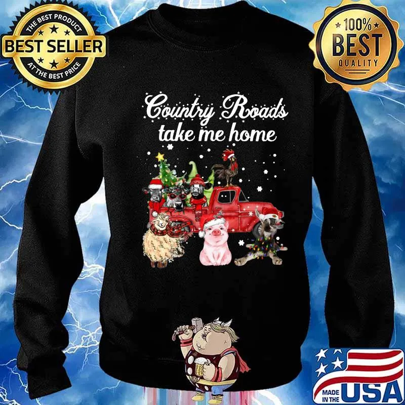 Merry christmas country roads take me home animals s Sweater