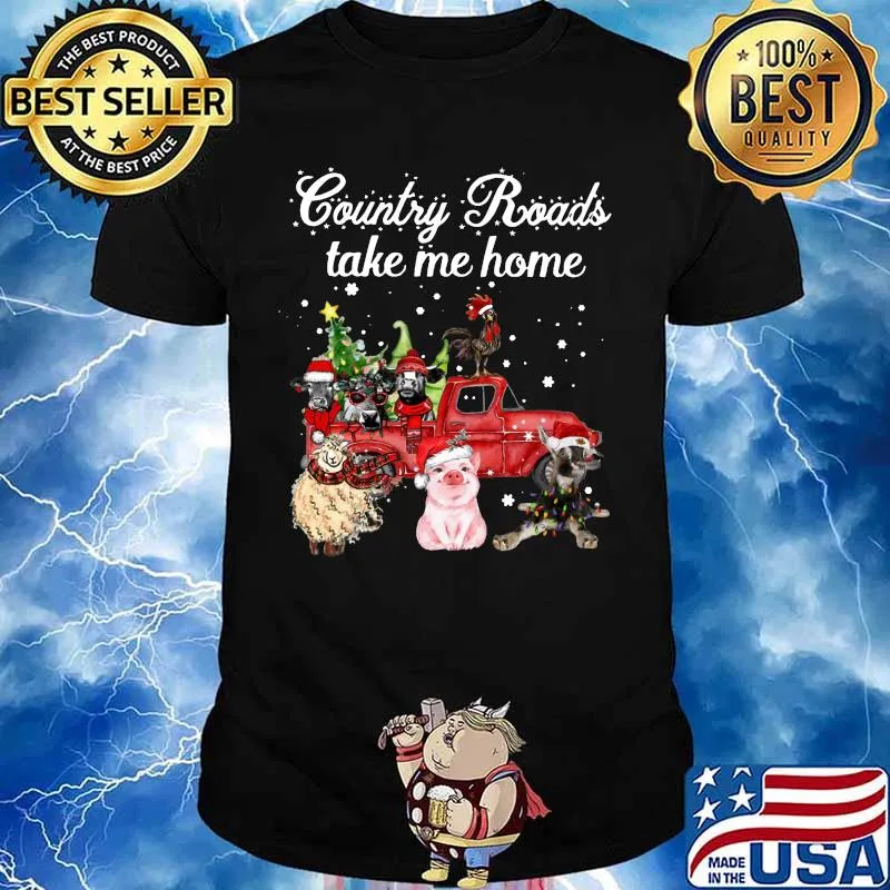 Merry christmas country roads take me home animals shirt