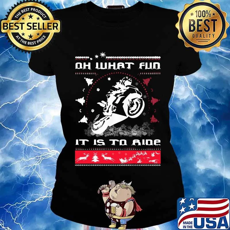 Merry christmas motorcycle oh what fun it is to ride ugly s Ladies tee