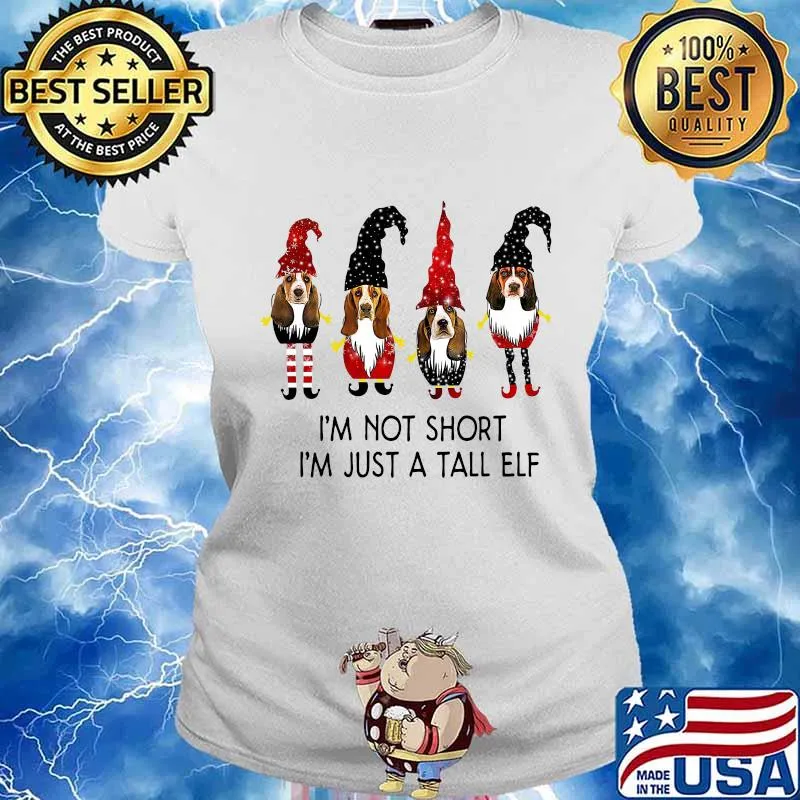 Merry christmas santa beagle i'm not short i'm just a tall elf s Ladies tee