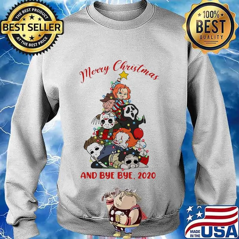 Merry christmas tree horror characters and bye bye 2020 halloween s Sweater