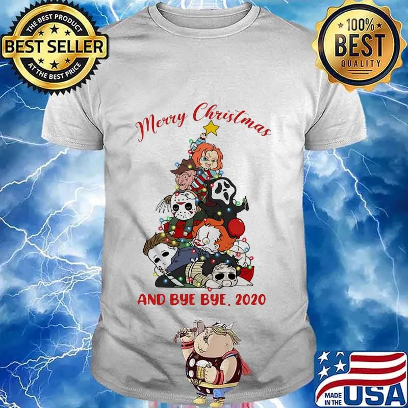 Merry christmas tree horror characters and bye bye 2020 halloween shirt