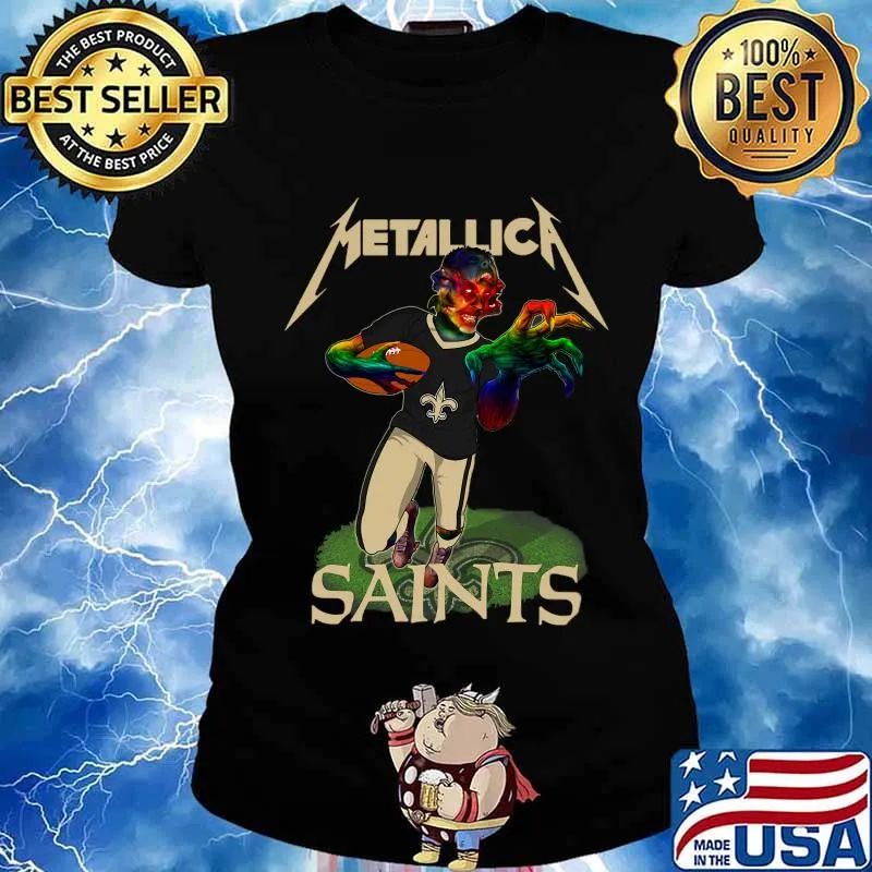 Metallica band new orleans saints football s Ladies tee