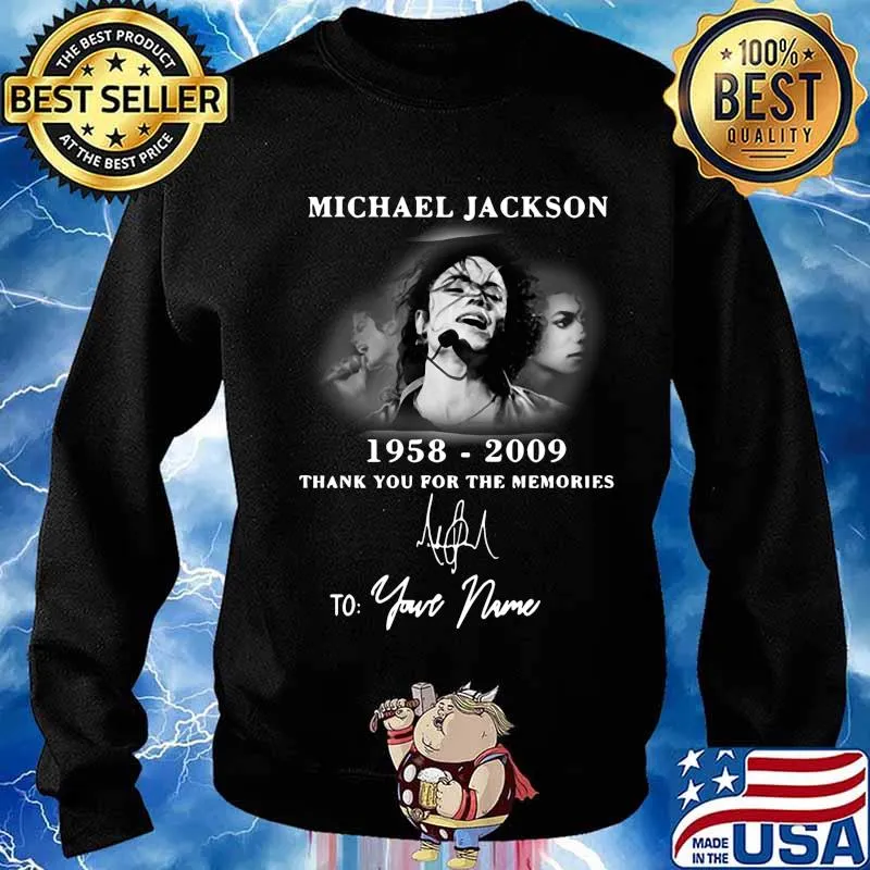 Michael jackson 1958 2009 thank you for the memories to your name signature s Sweater