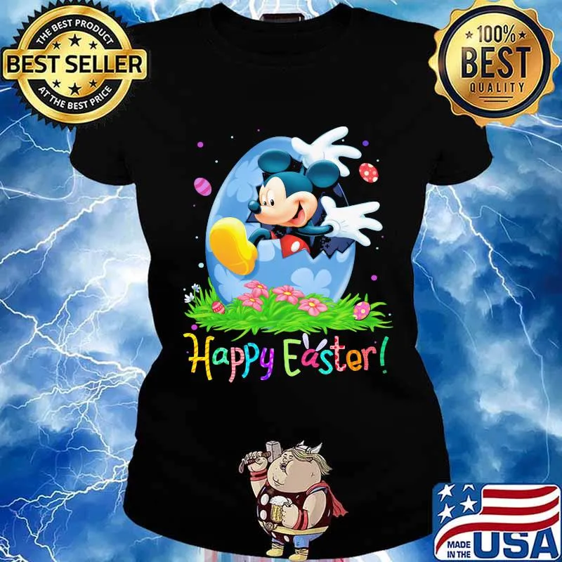 Mickey mouse happy easter flowers s Ladies tee