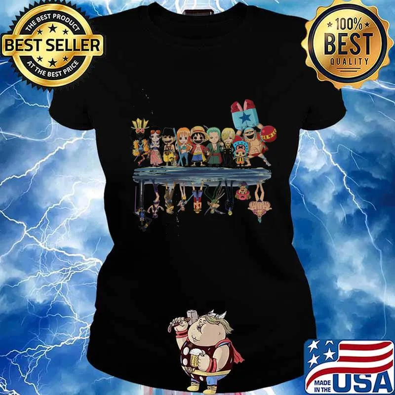Naruto characters chibi water reflection s Ladies tee