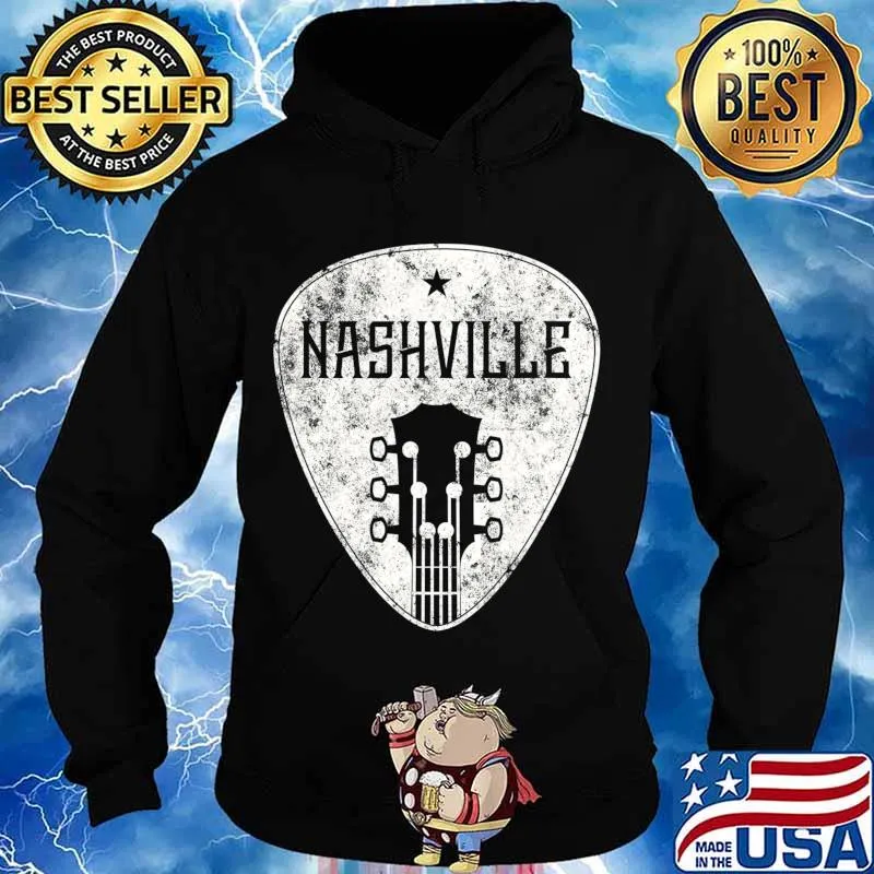 Nashville Guitar Pick Retro Distressed Country Music T-Shirt Hoodie