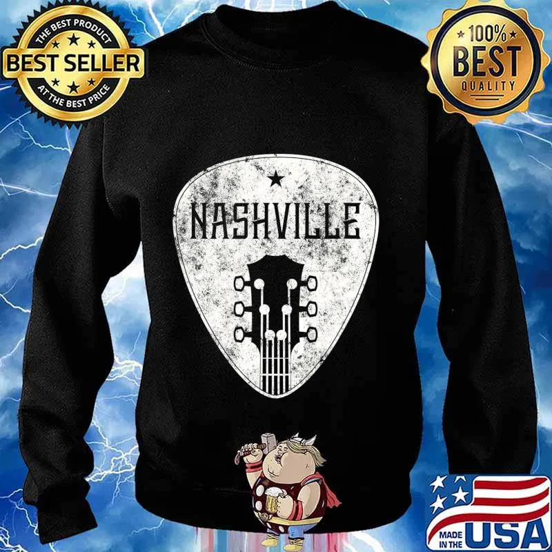 Nashville Guitar Pick Retro Distressed Country Music T-Shirt Sweater