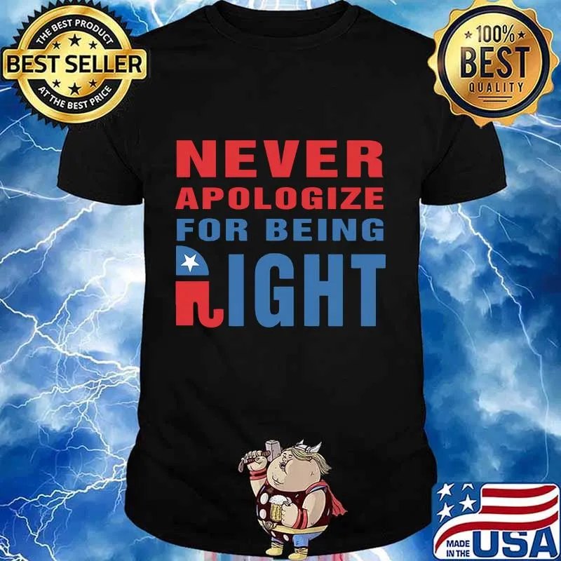 Never Apologize For Being Right Elephant Shirt