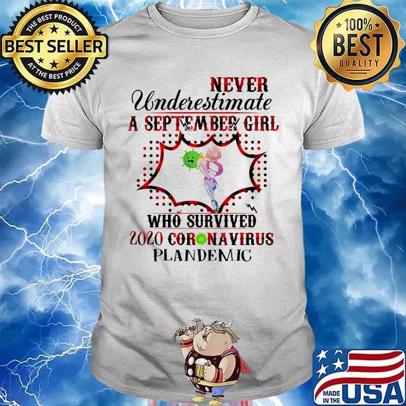 Never underestimate a september girl who survived 2020 coronavirus plandemic shirt