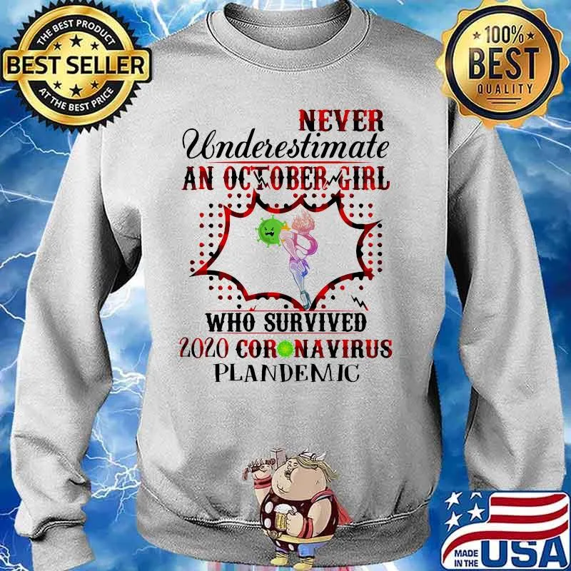 Never underestimate an october girl who survived 2020 coronavirus plandemic s Sweater
