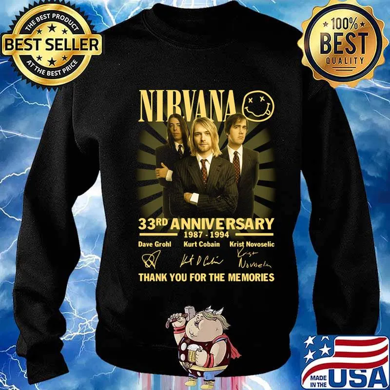 Nirvana 33rd anniversary 1987 2020 thank you for the memories signatures s Sweater