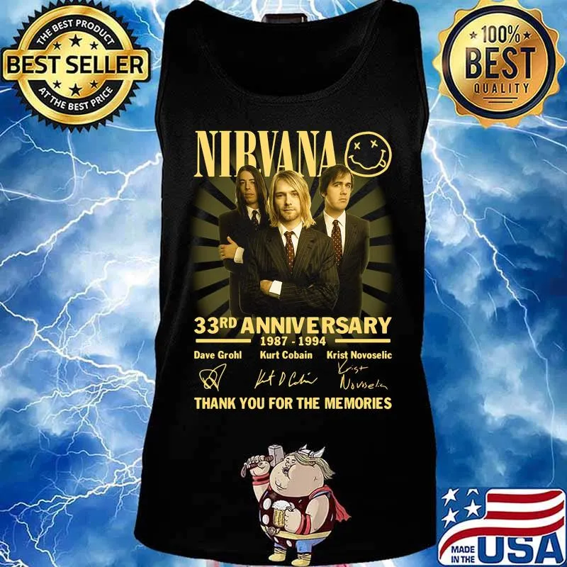 Nirvana 33rd anniversary 1987 2020 thank you for the memories signatures s Tank top