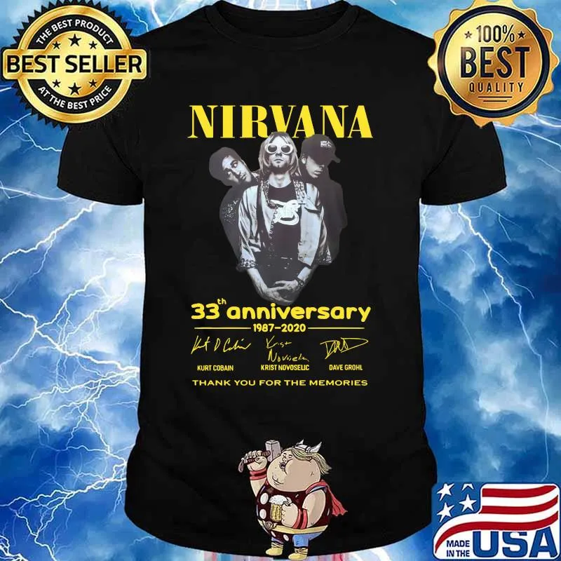 Nirvana 33th anniversary 1987 2020 thank you for the memories signatures shirt