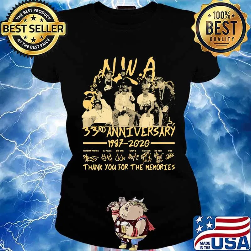 Nwa 33rd anniversary 1987 2020 thank you for the memories signatures s Ladies tee