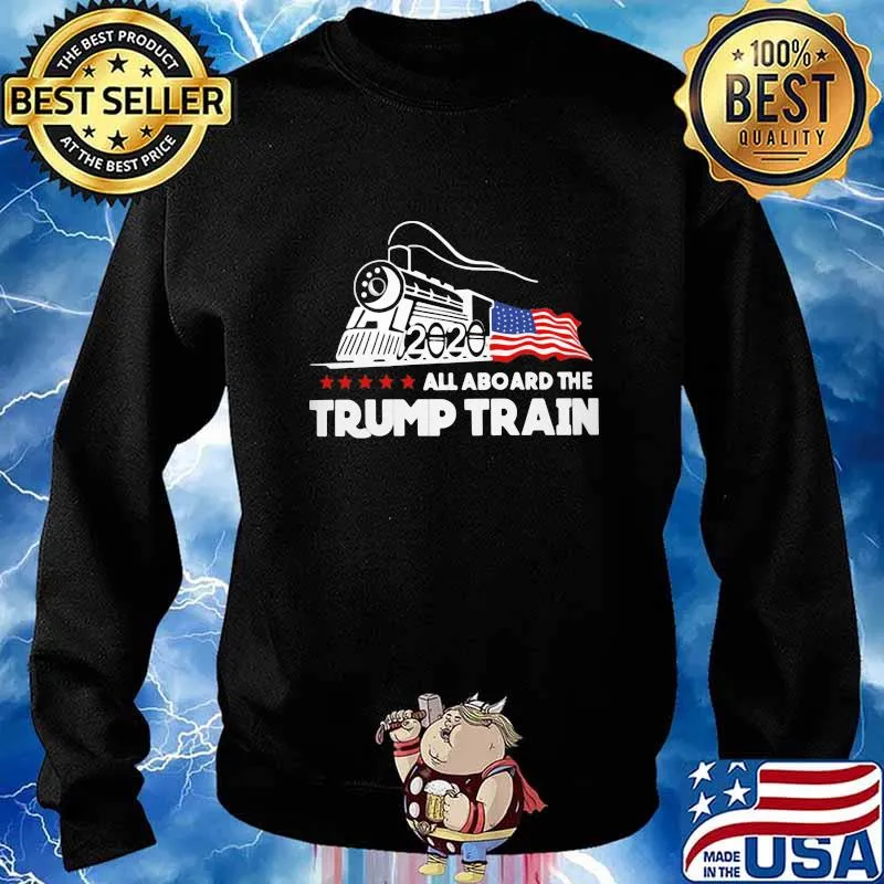 Official All aboard the Trump train 2020 American Flag s Sweater