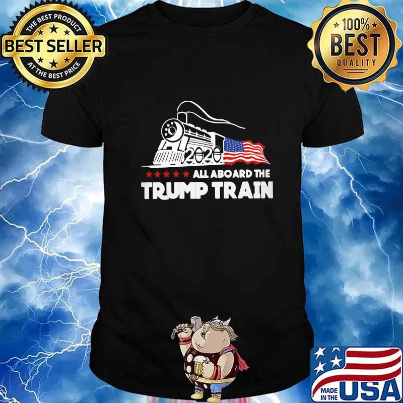 Official All aboard the Trump train 2020 American Flag shirt