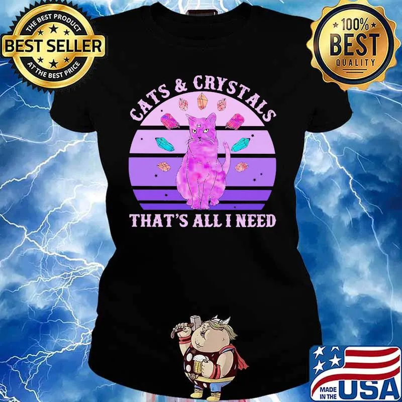 Official Cats and crystals that’s all i need vintage retro s Ladies tee