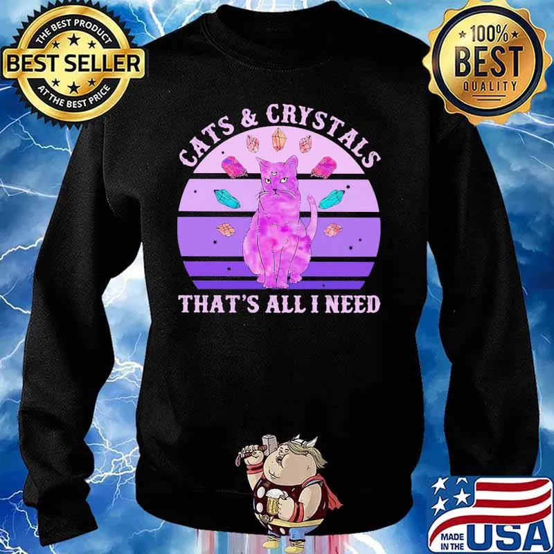 Official Cats and crystals that’s all i need vintage retro s Sweater