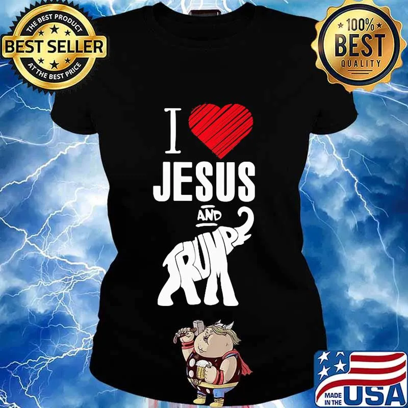 Official Elephant I Love Jesus And Trump Shirt Ladies tee