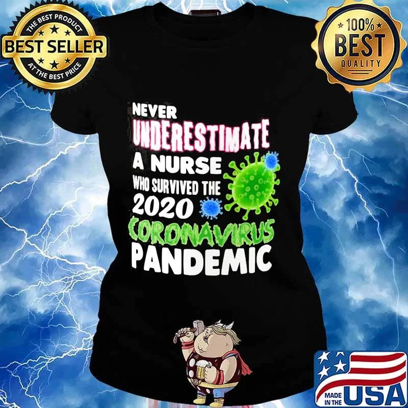 OFFICIAL NEVER UNDERESTIMATE A NURSE WHO SURVIVED THE 2020 CORONAVIRUS PANDEMIC SHIRT Ladies tee
