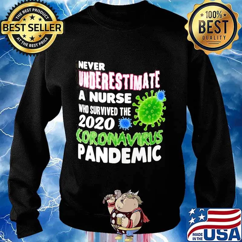 OFFICIAL NEVER UNDERESTIMATE A NURSE WHO SURVIVED THE 2020 CORONAVIRUS PANDEMIC SHIRT Sweater