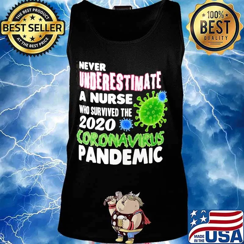 OFFICIAL NEVER UNDERESTIMATE A NURSE WHO SURVIVED THE 2020 CORONAVIRUS PANDEMIC SHIRT Tank top