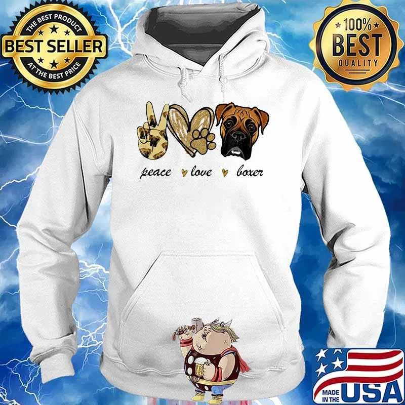 Official Peace Love Boxer s Hoodie