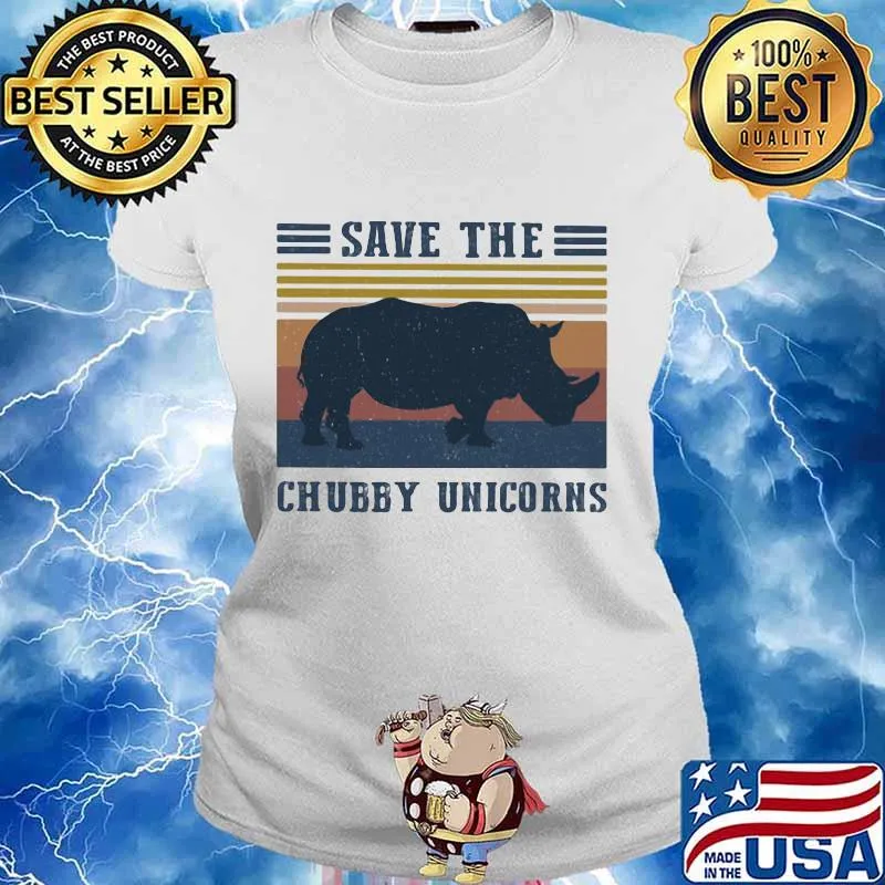 Official Save The Chubby Unicorns Vintage Retro Shirt Ladies tee