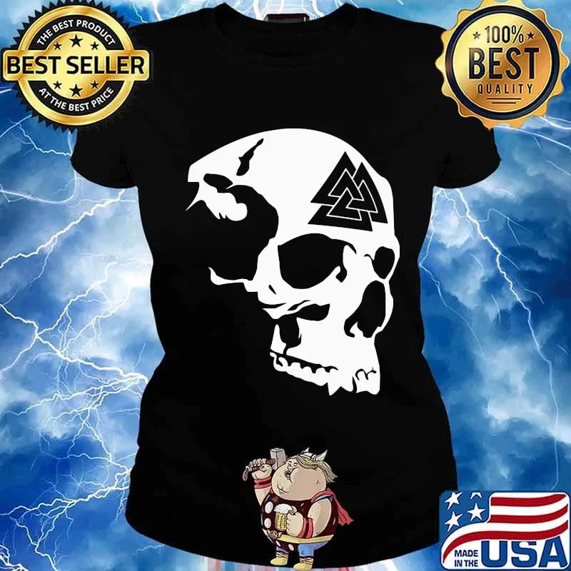 Official skull odin valhalla s Ladies tee