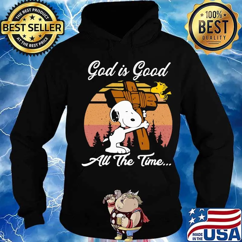 Official Snoopy And Woodstock God is good all the time vintage retro s Hoodie