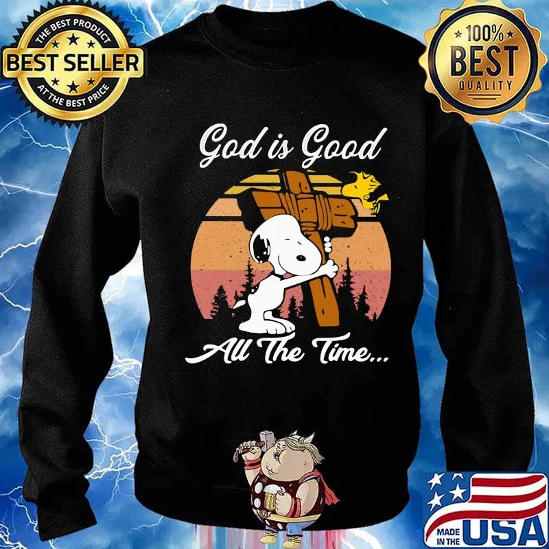 Official Snoopy And Woodstock God is good all the time vintage retro s Sweater