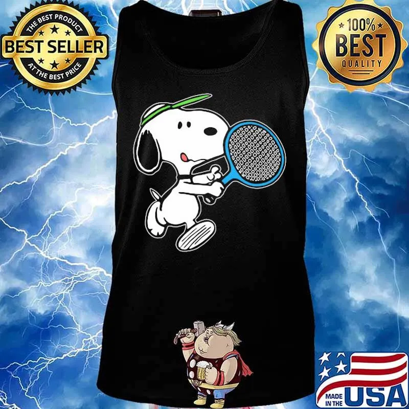 Official snoopy playing badminton s Tank top